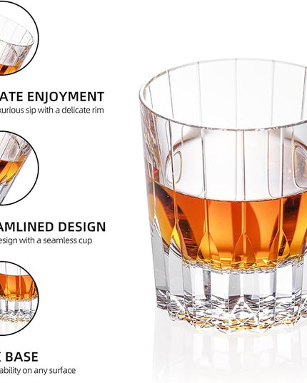 KAMMAK Crystal Whiskey Glasses Set of 2, Handcrafted 7.1oz Old Fashioned Glasses Stemless, Luxury Hand Blown Cocktail Glasses, Scotch Cup for Women, Men Gift for Bourbon Barware, Home Bar