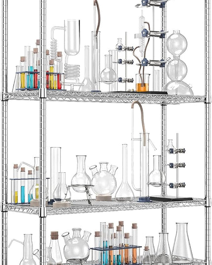 IZEUK 3400 LBS Garage Shelving Wide Storage Shelves 4 Tier Metal Shelves Heavy Duty Adjustable Utility Shelf Rack Chrome 17.7" D x 47.2" W x 70.4" H