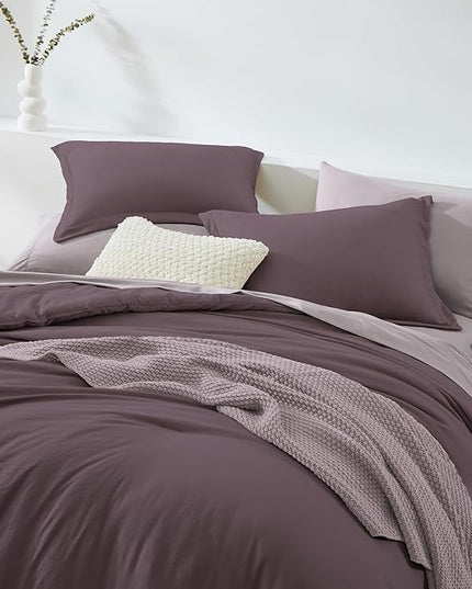WRENSONGE King Comforter Set, 7 Pieces Artic Plum Soft Bed in a Bag King with Fitted Sheet, Flat Sheet, 2 Pillow Shams, and 2 Pillowcases- Warm Bedding Set for All Season