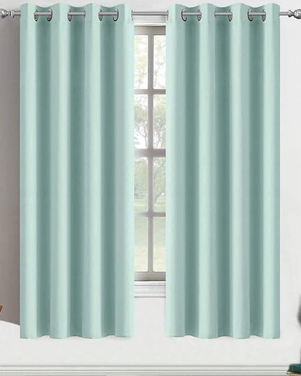 Yakamok Treatment Blackout Thermal Insulated Room Darkening Solid Grommet Curtains/Drapes for Bedroom,Bonus 2 Tie Backs Included (Aqua,52x72-inch, 2 Panels)