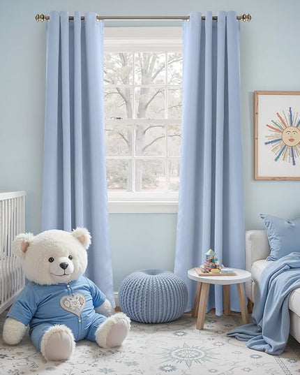 YoungsTex Light Blue Blackout Curtains 84 Inches Long for Living Room - Thermal Insulated with Grommet Darkening Window Treatments Privacy for Kids Boy Nursery Bedroom, 2 Panels, 52 x 84 Inch