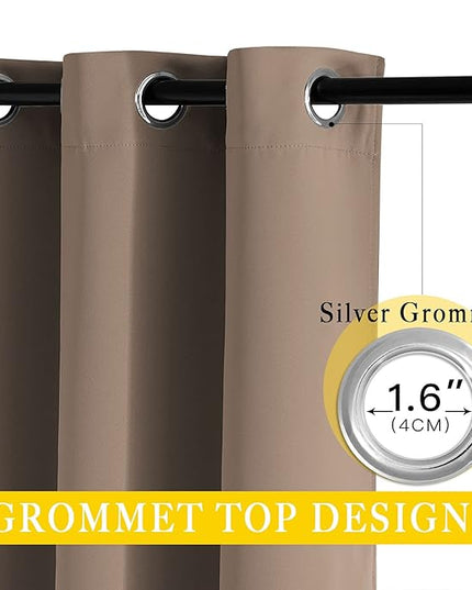 NICETOWN Blackout Curtain for Sliding Door, Grommet Top Thermal Insulated Bedroom Window Curtain Sound Dampening Drape for Patio Door/French Door (Cappuccino, 1 Panel, 80" W x 90" L)