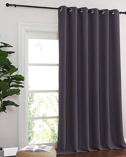 NICETOWN Blackout Curtains - Privacy Thermal Efficiency Backdrop Curtains for Bedroom Room Divider Living Room Patio Sliding Glass Door, Wide 80 x Long 144 inch, Greyish Purple, 1 Panel