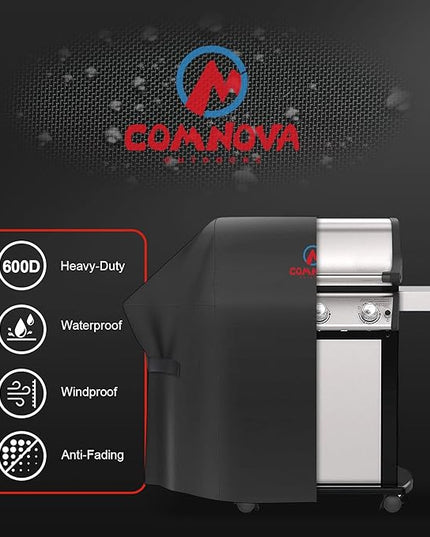 Comnova Grill Cover 55 Inch - 600D BBQ/Barbecue Gas Cover for Outdoor Grill Heavy Duty and Waterproof, Weber, Char-Broil, Nexgrill, Monument, Dyna-glo, Brinkmann and More