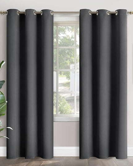 YoungsTex Blackout Curtains 84 Inches Long - Thermal Insulated with Grommet Top Room Darkening Drapes for Bedroom and Living Room Privacy Light Shading Blinds, 2 Panels, 42 x 84 Inch, Dark Grey