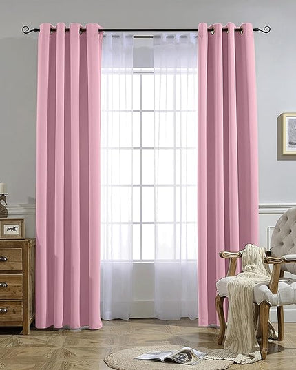 NICETOWN Crystal Pink Blackout Curtains for Bedroom - Grommet Blackout Thermal Insulated Room Darkening Sound Blocking Window Treatments for Girls Room/Teens, 2 Panels, W52 x L84