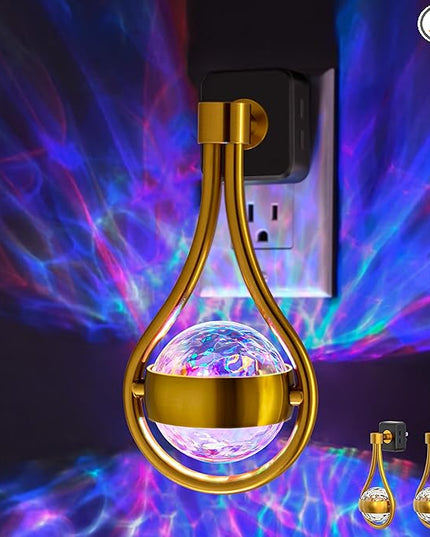 Briignite RGB Night Lights Plug into Wall, Color Changing Nightlight with Dusk to Dawn Sensor, 330° Rotating Night Light with Waterdrop Design, Ideal for Bedroom, Living Room, Home Decor, 2pack