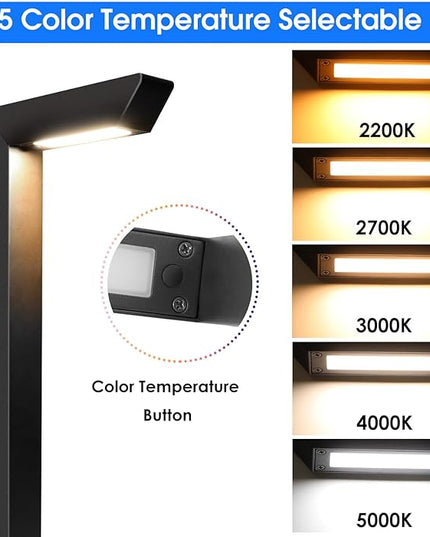 Energetic 5CCT Low Voltage Landscape Lights, 5W 200LM IP65 Waterproof LED Pathway Lights, 50000 Hrs, Outdoor Landscape Lighting, Square Modern Side Lit, Die-cast Aluminum Housing, ETL, Black, 4 Pack