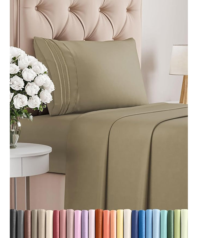 Twin XL Size 3 Piece Sheet Set - Comfy Breathable & Cooling Bed Sheets Set - Hotel Luxury Bedding for Women, Men, Kids, Teens, Boys & Girls - Deep Pockets, Ultra-Soft, Wrinkle Free - Oeko-Tex - Khaki