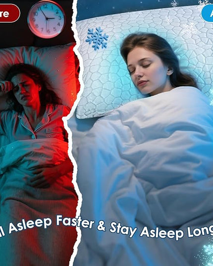 Cooling Pillows King Size Set of 2, Firm Shredded Memory Foam Pillows for Side Back Stomach Sleepers, Two-Sided Cool Neck Pillow for Neck Shoulder Pain, Luxury Gel Cold Bed Pillow for Hot Sleepers