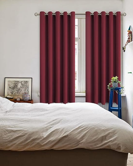 BGment Blackout Curtains for Bedroom - Grommet Thermal Insulated Room Darkening Curtains for Living Room, Set of 2 Panels (70 x 63 Inch, Burgundy)