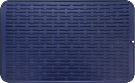 Silicone Dish Drying Mat for Multiple Usage,Easy clean,Eco-friendly,Heat-resistant Silicone Mat for Kitchen Counter or Sink,Refrigerator or Drawer Liner Navy Blue 3XL 28 inches x 18 inches