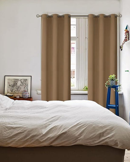 BGment Blackout Curtains for Living Room - Grommet Thermal Insulated Room Darkening Curtains for Bedroom, 2 Panels of 42 x 84 Inch, Taupe