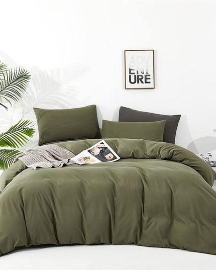 CLOTHKNOW California King Olive Green Comforter Set 3Pcs Dark Green Bedding Comforter Sets Light Green Comforter Green Comforter Sets Cal King