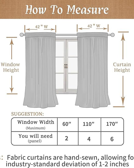 LAMIT 100% Blackout Linen Curtains for Cafe, 40 Inch Length Linen Textured Thermal Drapes Back Tab and Rod Pocket Neutral Panels with White Liner for Kitchen, 2 Panels, 42 x 40 Inch, Oatmeal