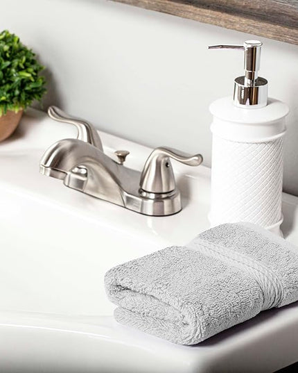 Superior Egyptian Cotton Pile Face Towel/Washcloth Set of 6, Ultra Soft Luxury Towels, Thick Plush Essentials, Absorbent Heavyweight, Guest Bath, Hotel, Spa, Home Bathroom, Shower Basics, Silver