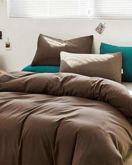 Luxlovery Brown Comforter Set Twin Chestnut Brown Bedding Comforter Set Chocolate Color Solid Soft Breathable Blanket Quilts Dark Color 3 Piece Bedding Set for Women Men Teens Adults