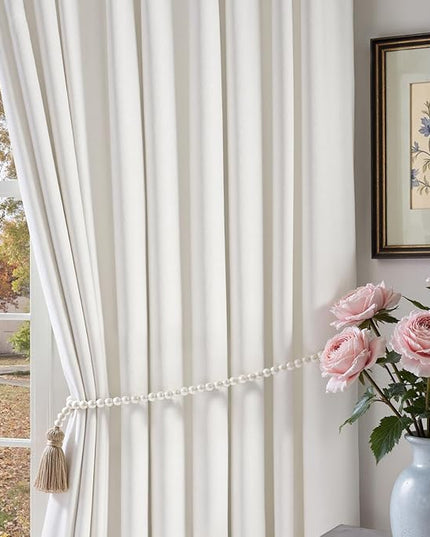 Lazzzy White Blackout Velvet Curtains for Living Room Bedroom 96 Inch Long Insulated Lined Drapes Rod Pocket Modern Window Treatments 2 Panels Set