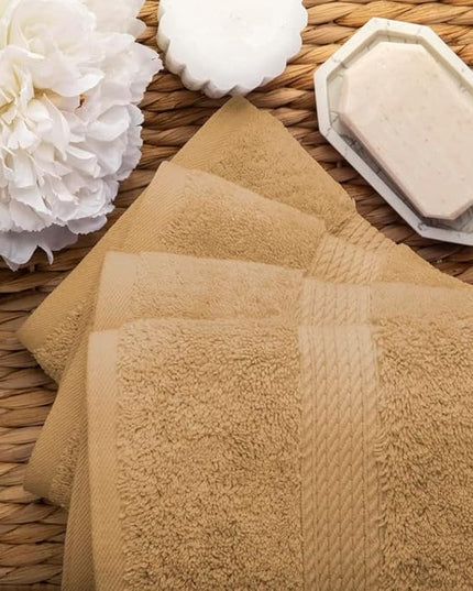Superior Egyptian Cotton Pile Hand Towel Set of 4, Ultra Soft Luxury Towels, Thick Plush Essentials, Absorbent Heavyweight, Guest Bath, Hotel, Spa, Home Bathroom, Shower Basics, Toast