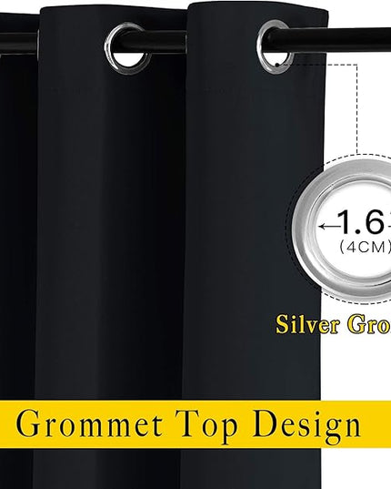 NICETOWN Black Out Curtains for Bedroom 84 inches Long - Light Reducing Thermal Insulated Solid Grommet Curtains/Panels/Drapes for Living Room (Set of 2, W52 x L84)