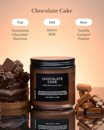 M&SENSE Chocolate Layer Cake Scent Candles, Large 11.6oz Natural Soy Wax 70 Hours Burn Time Clean Non Toxic Scented Classic 2 Wicks Candle for Bedroom Living Room Office