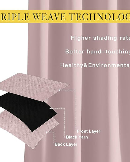 NICETOWN Light Block Window Curtains 84" Length - Home Fashion Thermal Insulated Solid Grommet Room Darkening Window Treatments for Hall Room, Blush Pink, 1 Pair, 52" Wide by 84" Long