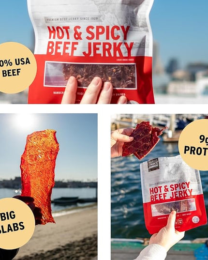 People’s Choice Beef Jerky – Hot & Spicy Big Slab – Whole Muscle, Thin-Sliced, Slab Jerky Texture – 9g Protein per Serving – Made in USA – 15 Count, 19.2 oz Bag