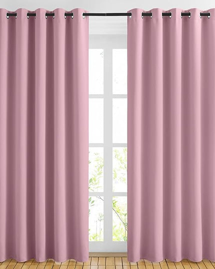 NICETOWN Blackout Sliding Door Curtains 84 inch Length 2 Panels - Thermal Insulated Solid Grommet Room Darkening Window Treatments for Bedroom/French Door (Crystal Pink, 2 Panels, W66 x L84)