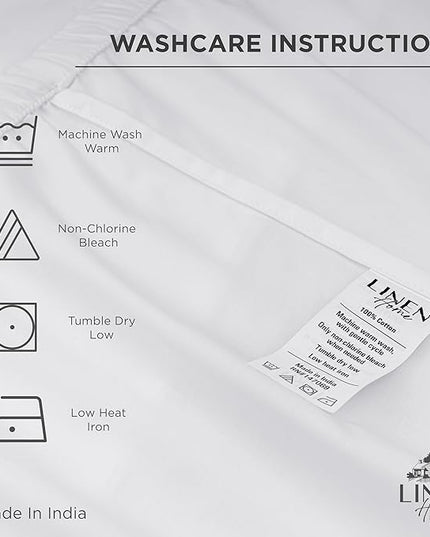 Linen Home 100% Cotton Percale Pillowcases King Size, White, 2 Pieces of Pillow Case, Crisp and Cool Strong Bed Linen, 20 inches X 40 inches