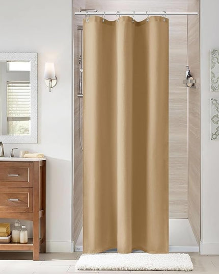 Naturoom Gold Yellow 36 Inch Shower Curtain - Stall Narrow Half Linen Ultra Thick Fabric Shower Curtain Set with Hooks, Boho Farmhouse Rustic RV Camper Bath Curtains for Bathroom, 36x72