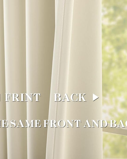 DONREN Cream Pinch Pleated Blackout Curtains with Hooks - 102 inch Length Room Darkening Thermal Insulated Window Curtain Panels for Living Room Bedroom 2 Panel 40" Wx102 L