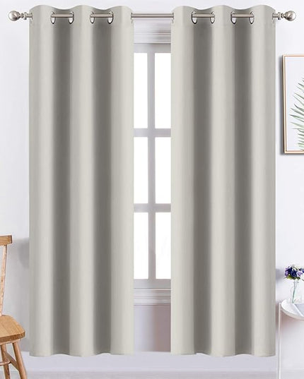 Yakamok 72 Inch Long Room Darkening Thermal Insulated with Grommet Window Curtain for Bedroom, 38Wx72L inch, Light Beige, 2 Panels