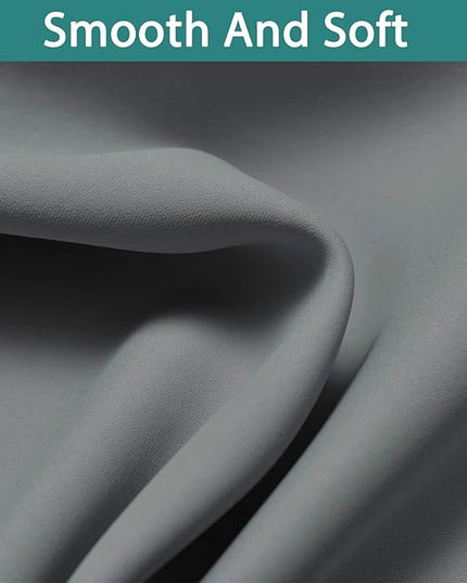 Yakamok Gray 100% Blackout Curtains Energy Saving Thermal Insulated 2 Thick Layers Completely Blackout Drapes with Black Liner for Bedroom (52Wx108L, Grey, 2 Panels)