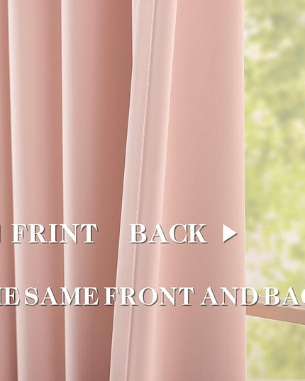 DONREN Baby Pink Pinch Pleated Blackout Curtains with Hooks - 104 inch Length Room Darkening Thermal Insulated Window Curtain Panels for Living Room Bedroom 2 Panel 40" Wx104 L