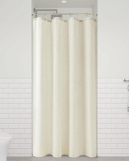 Naturoom Ivory Linen Shower Curtain, Cloth Textured Fabric Shower Curtain Set with Hooks, Simple Elegant Modern Farmhouse Country Ultra Thick Shower Curtain for Bathroom,Water Repellent,42x72