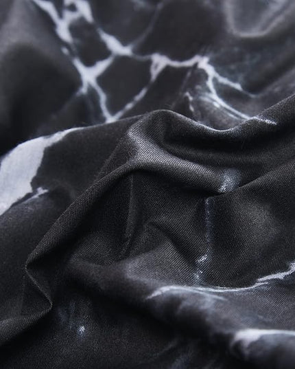 CLOTHKNOW Black White Grey Full Size Comforter Sets Marble Bedding Comforter Sets Soft All Season Black Comforters with 2 x Pillow Cases