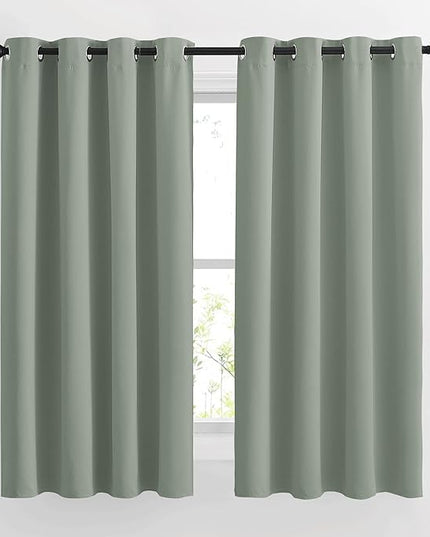 NICETOWN Blackout Sage Green Curtains & Drapes for Bedroom - Grommet Top Thermal Insulated Room Darkening Light/Sound Blocking Privacy Drapes for Living Room, 2 Panels, W52 x L63