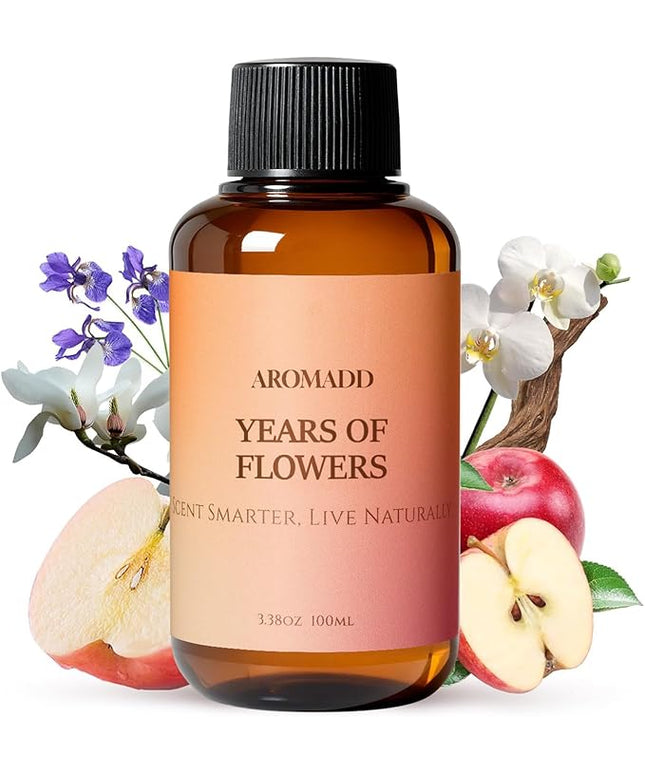 Aromadd Years of Flowers Diffuser Oil Inspired by Luxury Hotel Scent, Essential Oils for Waterless Diffuser, Freesia & Osmanthus, Long-Lasting & Natural Home Fragrance - 3.38 fl oz (100 mL)