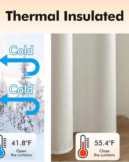 MIULEE Velvet Curtains Ivory Elegant Grommet Curtains Thermal Insulated Soundproof Room Darkening Drapes for Classical Living Room Bedroom Decor 52 x 84 Inch Set of 2