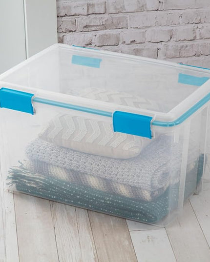 Sterilite 8-Pack Gasket Box, Weather-Resistant Storage Bins with Latching Lids, 54 Quart - Heavy-Duty Organizing Containers for Closet, Bathroom, and Office