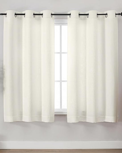 Chyhomenyc Ivory Curtains 54 Inch Length 2 Panels for Living Room, Light Filtering Faux Linen Textured Solid Window Curtains, Modern Soft Grommet Drapes for Bedroom, 40Wx54L, 2PCS