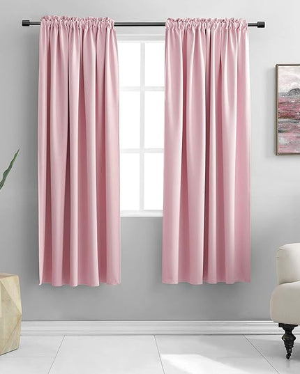DONREN 72 Inch Length Curtains for Living Room - Blackout Thermal Insulated Window Drapes with Rod Pocket (2 Panels,42 x 72 Inch,Pink)