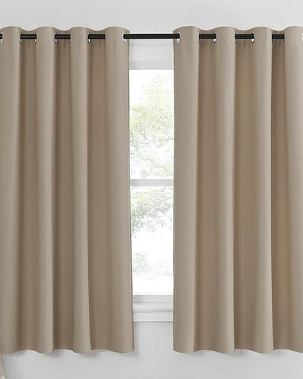NICETOWN Blackout Curtain Panel 63 inch Long for Window - Thermal Insulated Solid Grommet Blackout Drape for Bedroom Living Room Kitchen (Single Panel, 52W x 63L, Taupe)