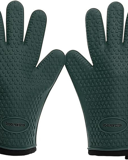 KITCHEN PERFECTION S Silicone Smoker Oven Gloves -Extreme Heat Resistant BBQ Gloves -Handle Hot Food Right on Your Grill Fryer Pit|Waterproof Oven Mitts |Superior Value Set+3 Bonuses