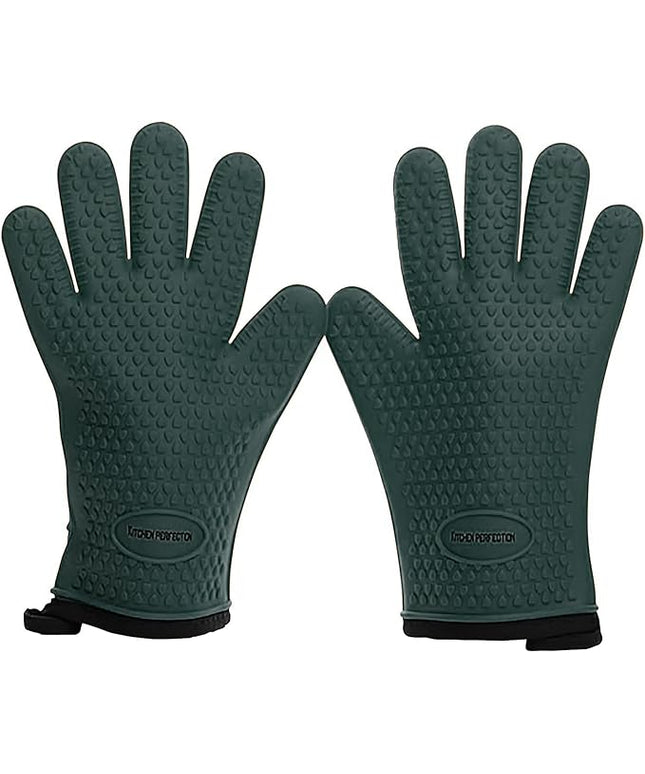 KITCHEN PERFECTION S Silicone Smoker Oven Gloves -Extreme Heat Resistant BBQ Gloves -Handle Hot Food Right on Your Grill Fryer Pit|Waterproof Oven Mitts |Superior Value Set+3 Bonuses