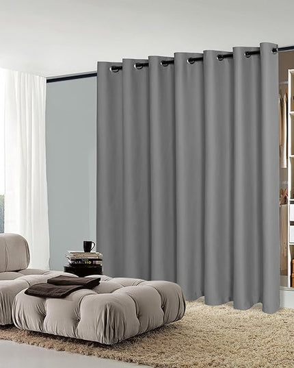 JIUZHEN Blackout Room Separating Curtains, Room Divider Curtain Panel, Sound Reducing Thermal Insulated Window Treatment for Bedroom (Light Grey, W120 by L84, 1 Panel)