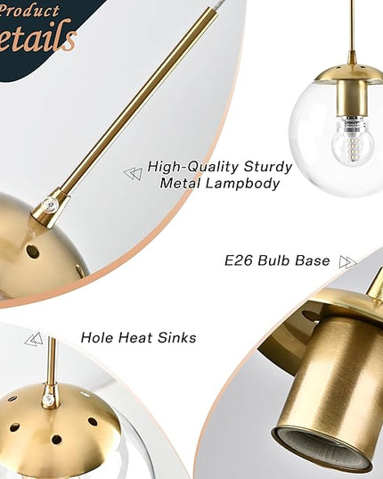 KoKo&Yukina 12-Light Gold Mid Century Modern Chandelier for Living Room Staircase Chandelier for Entryway Clear Globe Glass Chandelier High Ceiling Chandeliers Foyer Entryway (Bulb & Remote Incl.)