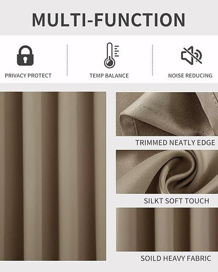 Joydeco Khaki Custom Solid Single Blackout Curtain for Bedroom and Living Room, Grommet Thermal Insulated Room Darkening Curtain 1 Panel (Custom Size,Khaki)