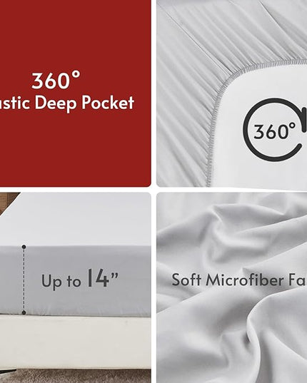 MUXHOMO 5 Pieces Twin XL Comforter Set, Reversible Bed in a Bag Twin XL Size, All Season Bedding Set with Comforter, Flat Sheet, Fitted Sheet, Pillowcases & Shams, Dark Grey & Light Grey