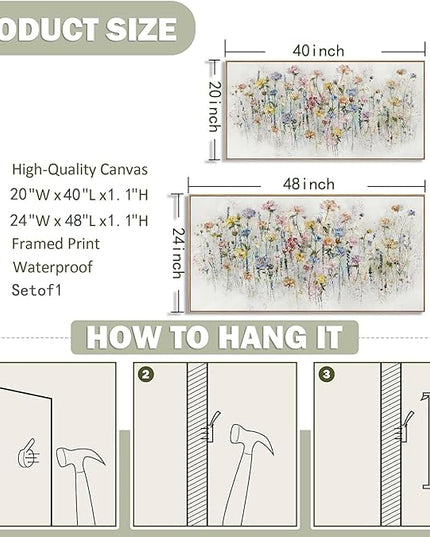 LKY ART Floral Canvas Wall Art Canvas Printing is any Home Decoration With its Waterproof Canvas Decor Hang Living Room Bedroom Office Guest Room Artwork Wall Decoration (Framed)